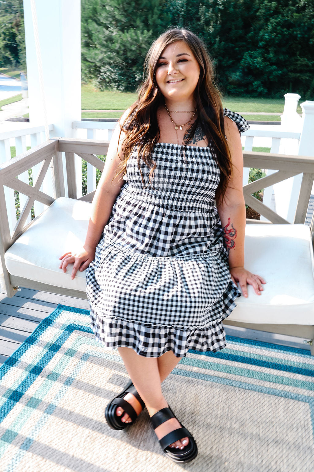 Gingham Tie Strap Dress