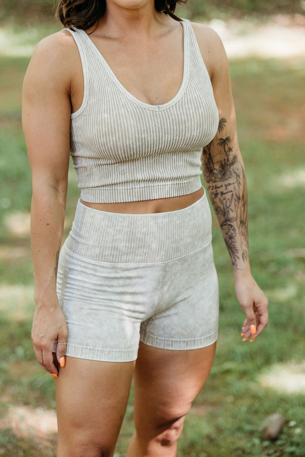 Washed Seamless High-Waisted Shorts