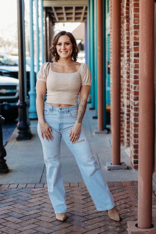 Speckled Puff Crop Top