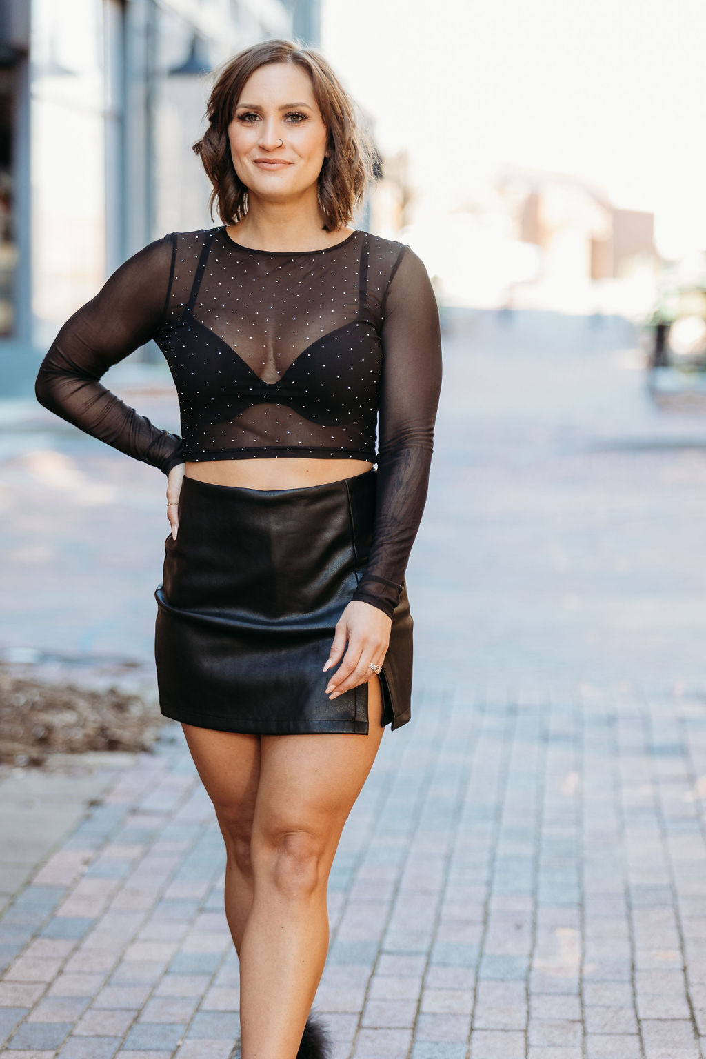 Vegan Faux Leather Skort