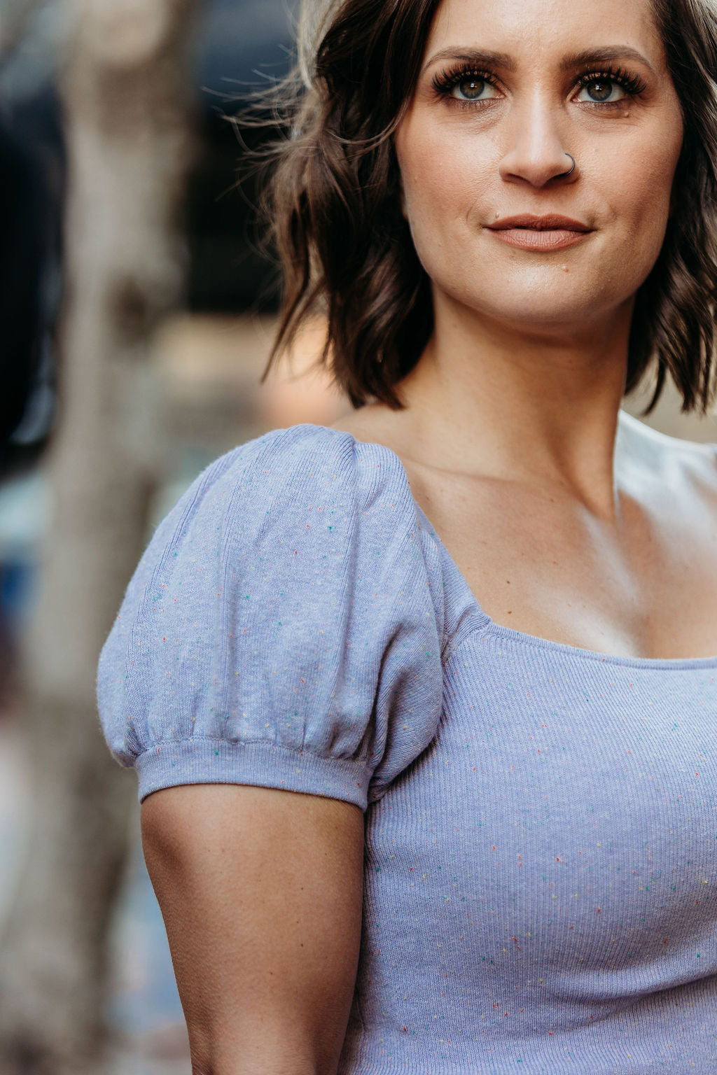 Speckled Puff Crop Top