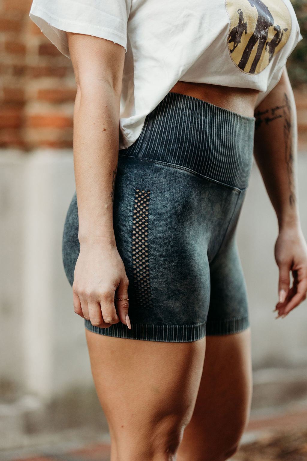 Washed Seamless High-Waisted Shorts