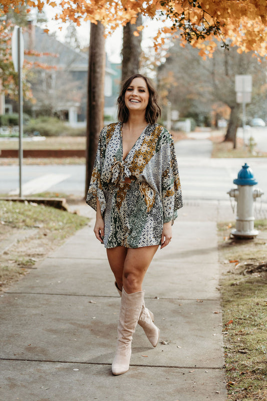 Batwing Sleeve Boho Romper