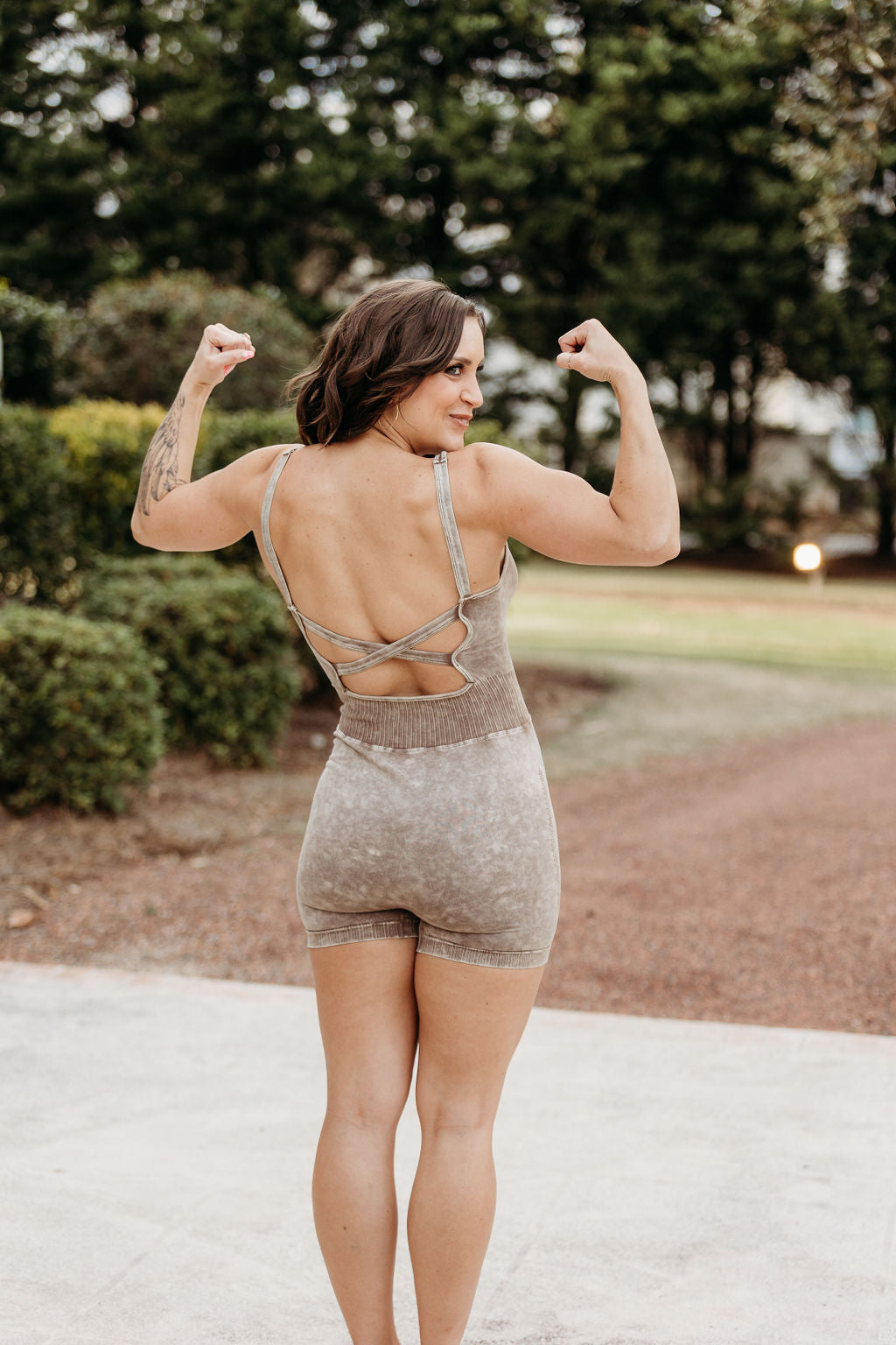 Mocha Cross Back Romper