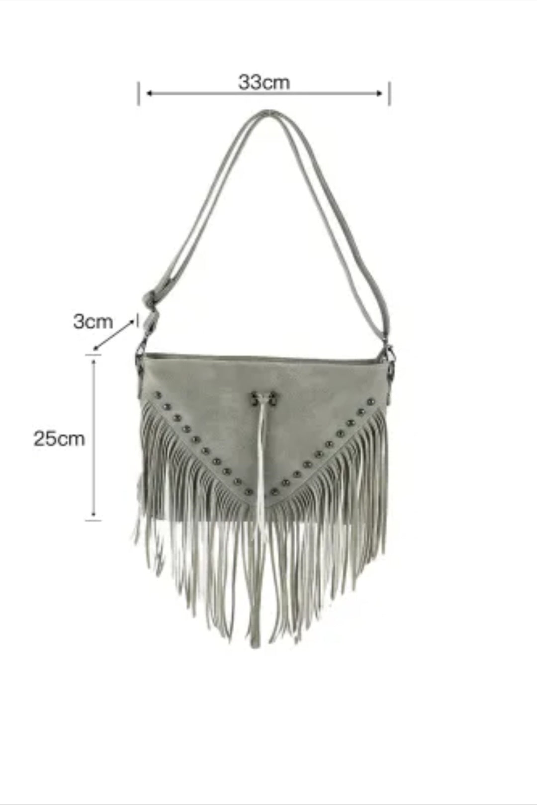 Gray Fringe Bag