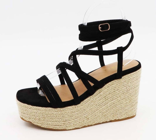 Bamboo Espadrille Wedge Strappy Sandals