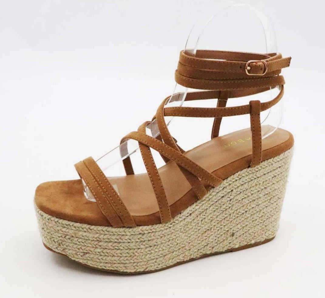 Bamboo Espadrille Wedge Strappy Sandals