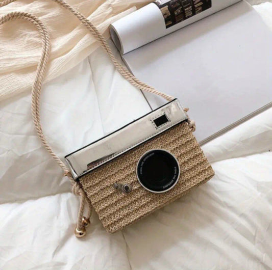 Camera Shaped Straw Bag