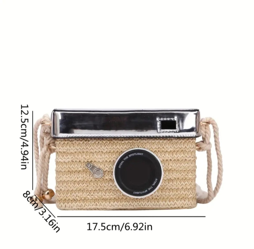 Camera Shaped Straw Bag