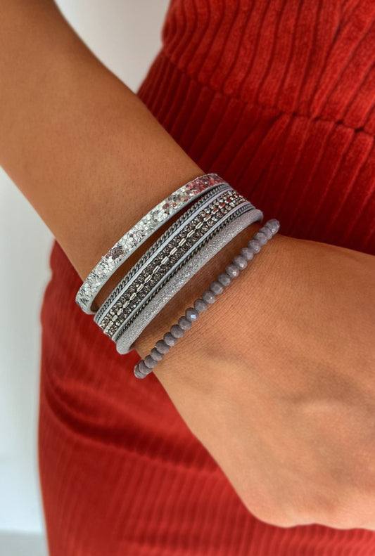 Grey Stacked Bracelets